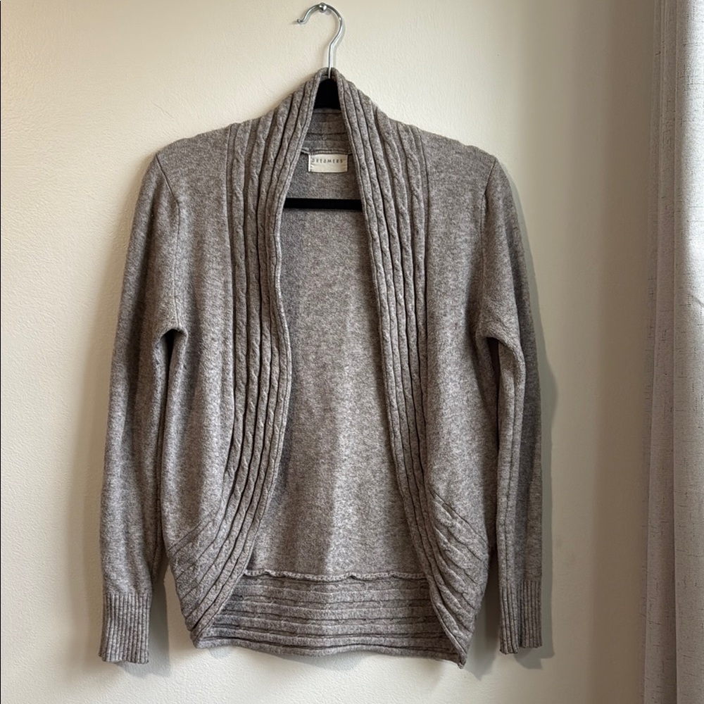 Dreamers Gray Draped Shawl Collar Cardigan Sweater